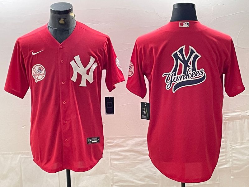 Men New York Yankees Blank Red joint name Nike 2024 MLB Jersey style 5->new york yankees->MLB Jersey